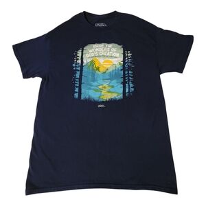 Lightsource Adult Sz M Navy Blue Graphic T Shirt Gods Creation Christian Nature